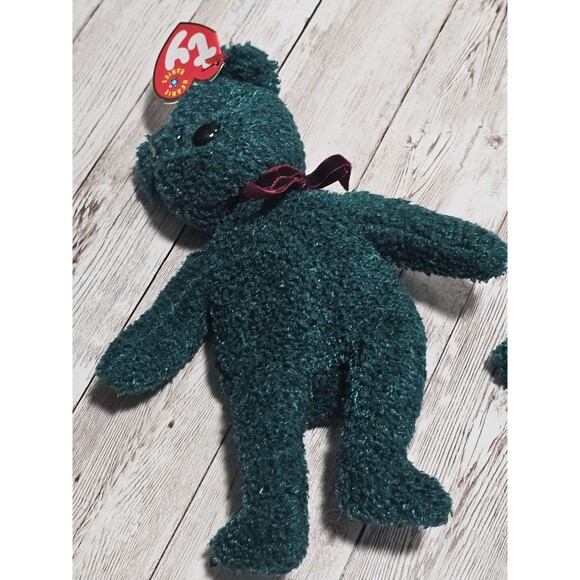 2001 Ty Beanie Babies Holiday Bear Stuffed Animals Green Plushies Lot of 3 - Picture 3 of 10